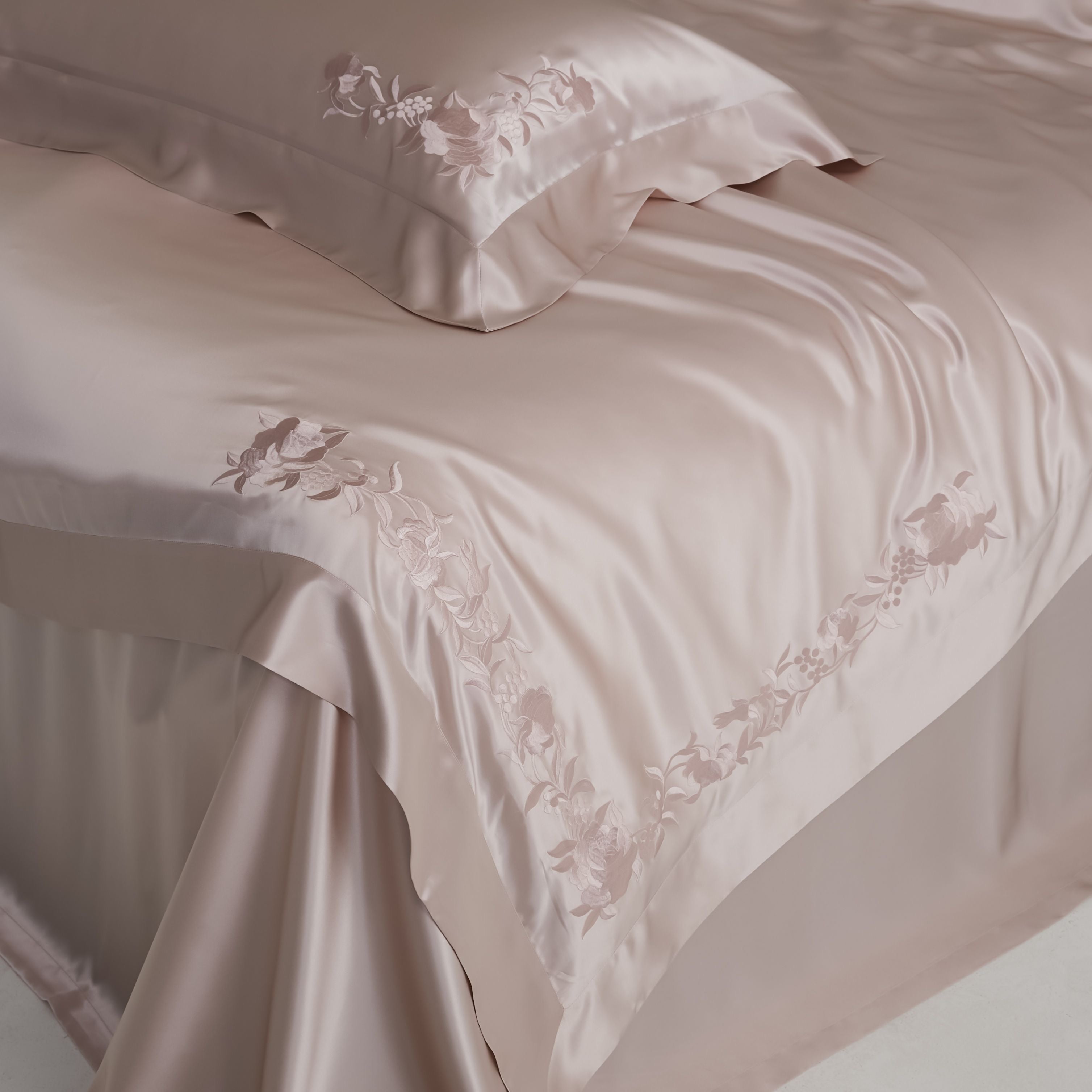 Perle Silk, Embroidery silk duvet cover and silk pillowcase, Made to order
